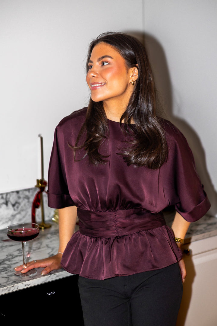 Annegret Heavy Sateen Blouse Burgundy | Skjorter og bluser | Smuk