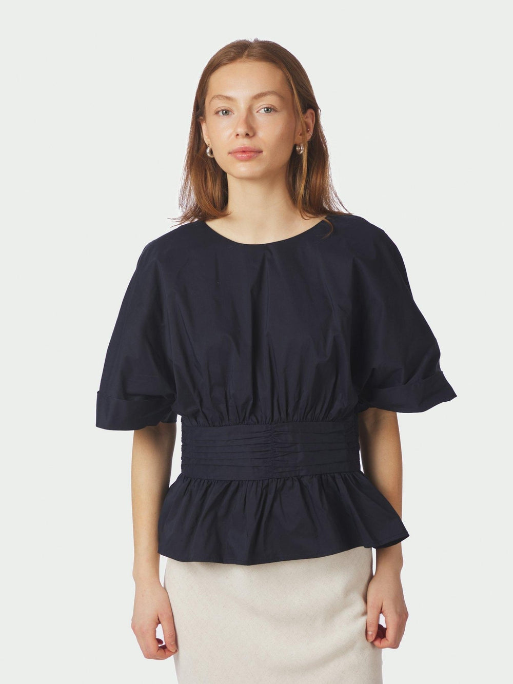 Annegret Poplin Blouse Navy | Skjorter og bluser | Smuk