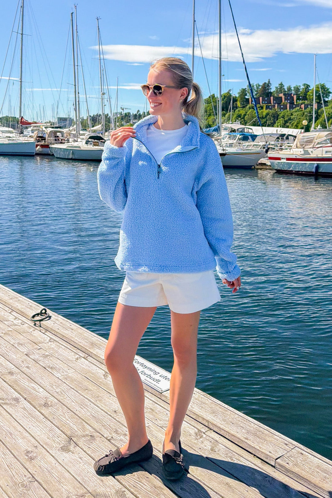 Annie Zip Sweater Light Blue | Genser | Smuk