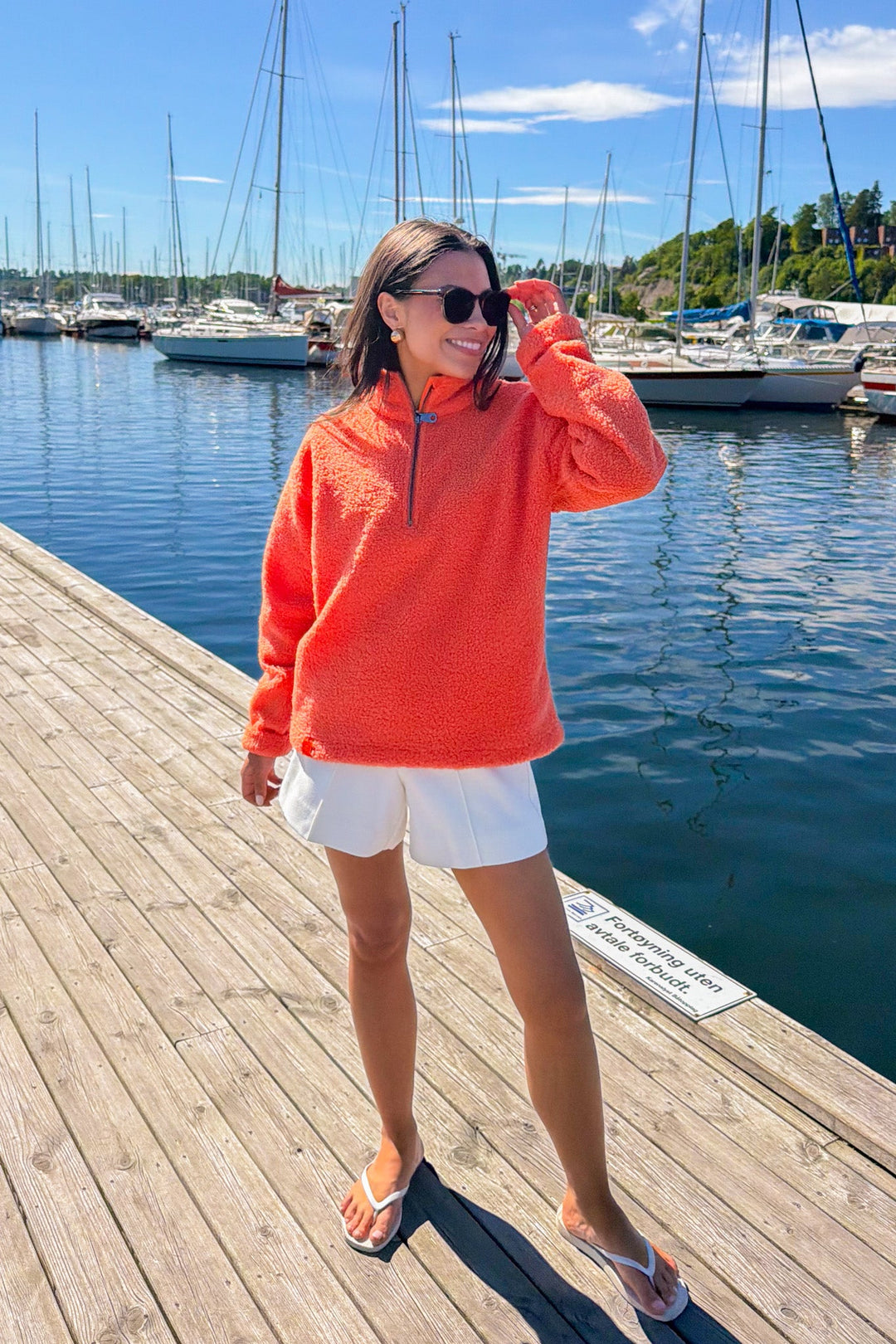 Annie Zip Sweater Orange | Genser | Smuk