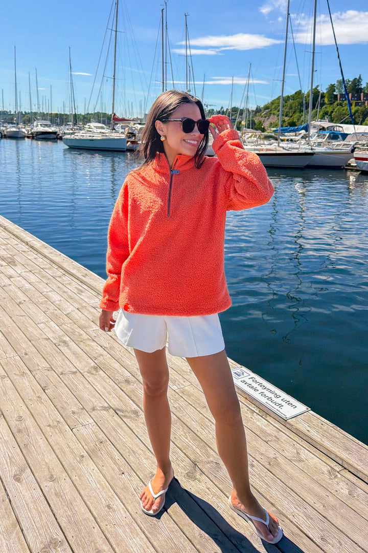 Annie Zip Sweater Orange | Genser | Smuk