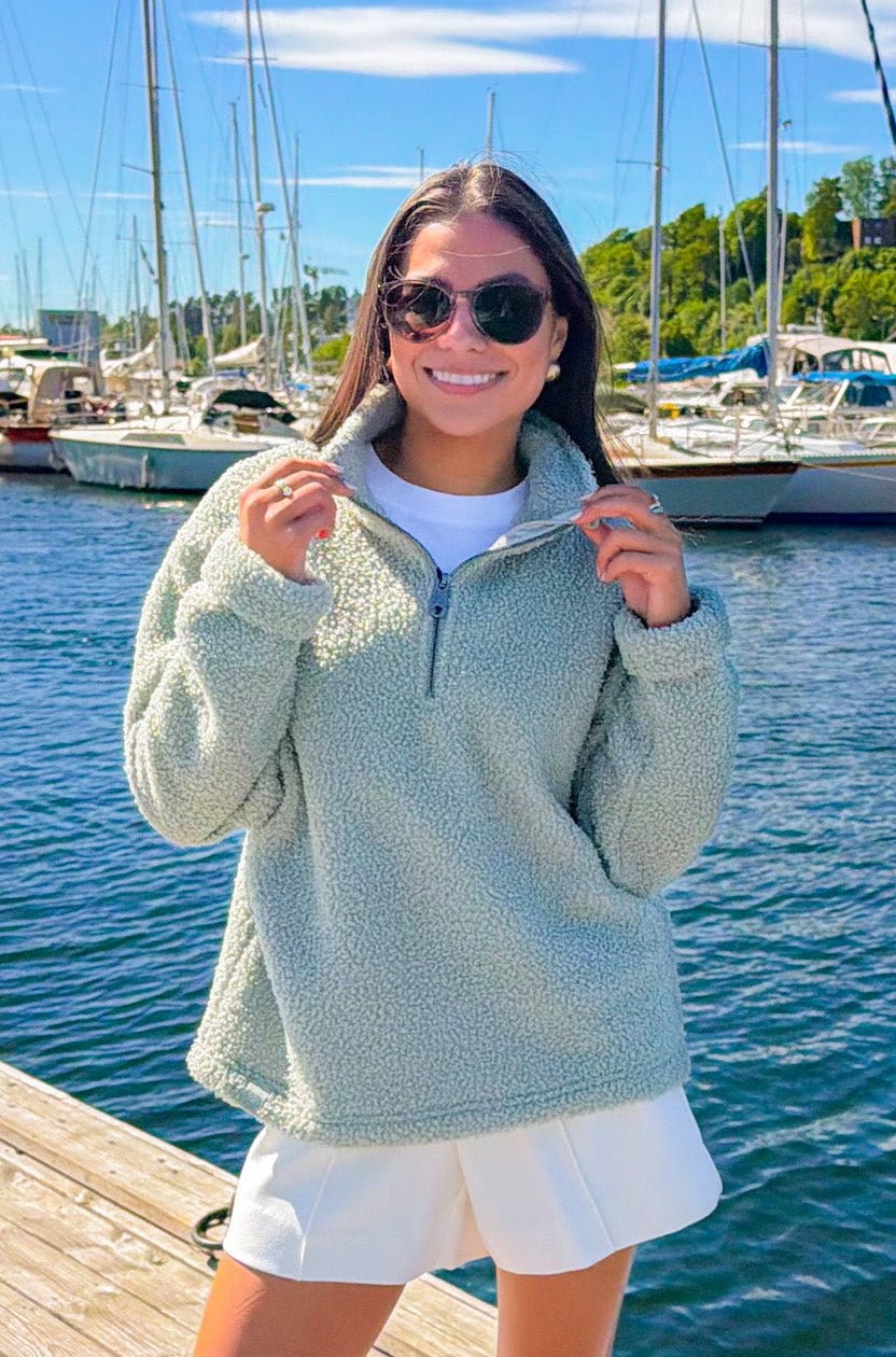 Annie Zip Sweater Sea Green | Genser | Smuk