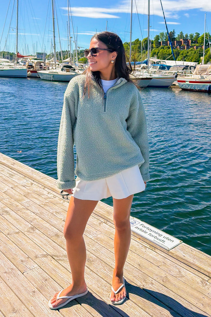 Annie Zip Sweater Sea Green | Genser | Smuk