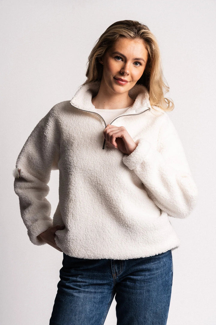 Annie Zip Sweater White | Genser | Smuk - Dameklær på nett