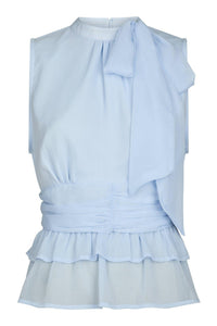Ansol Solid Chiffon Top Light Blue