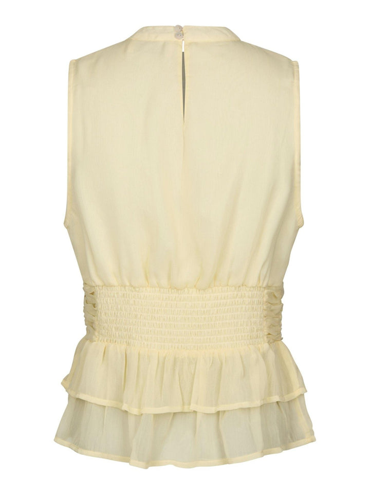 Ansol Solid Chiffon Top Light Yellow | Topper | Smuk