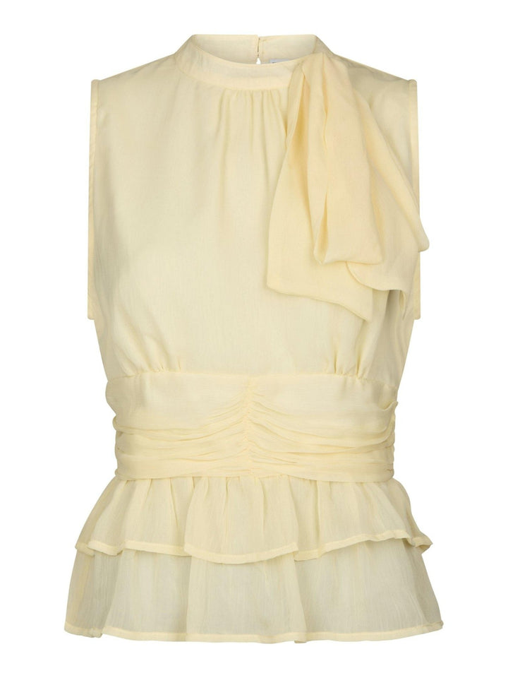 Ansol Solid Chiffon Top Light Yellow | Topper | Smuk