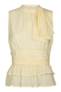 Ansol Solid Chiffon Top Light Yellow