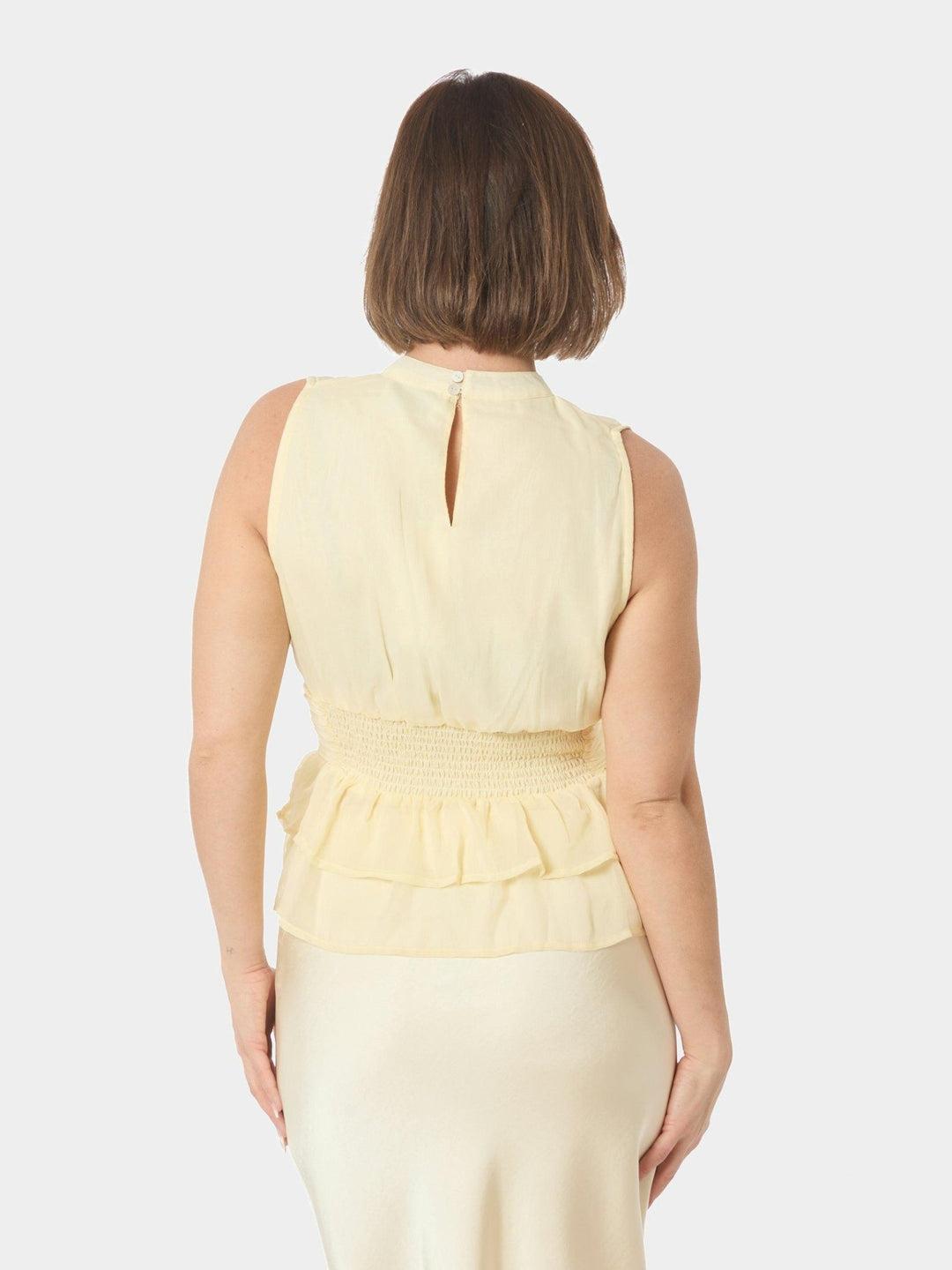 Ansol Solid Chiffon Top Light Yellow | Topper | Smuk