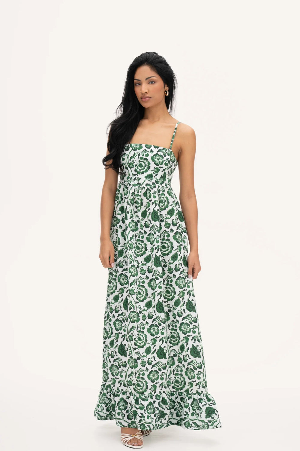 Antoniette Maxi Dress green print | Kjoler | Smuk