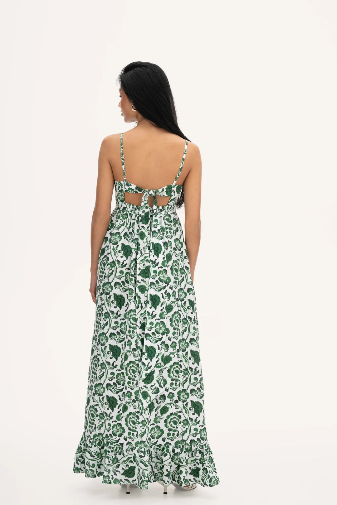 Antoniette Maxi Dress green print | Kjoler | Smuk