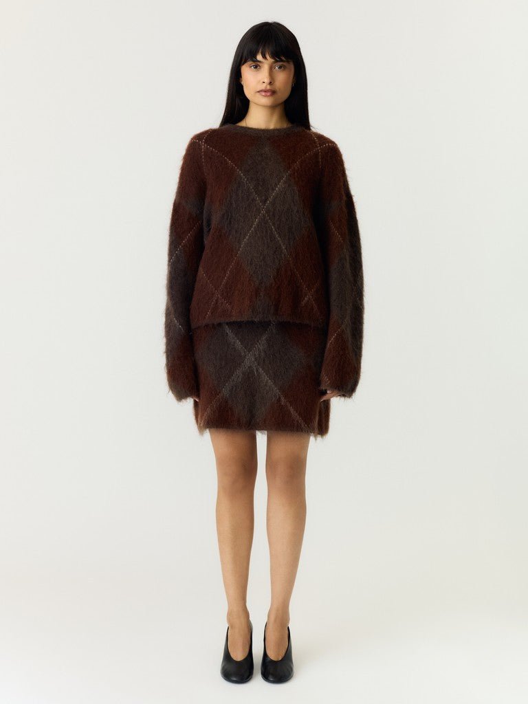 Argy Ls Mohair Blend Knit Pullover Coffee Bean Incence/Sepia/Oatmeal | Genser | Smuk