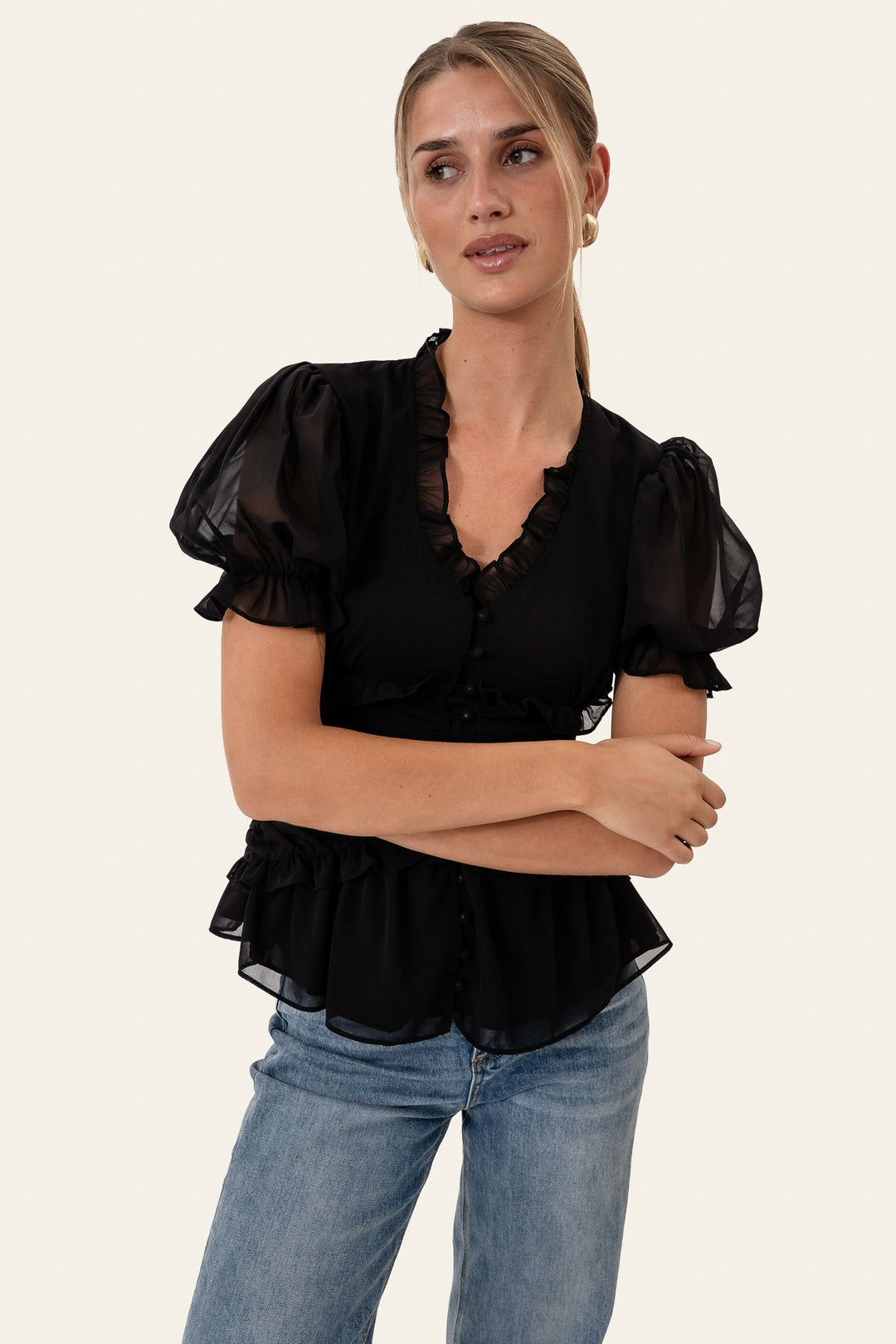 Ariel Blouse Black | Skjorter og bluser | Smuk