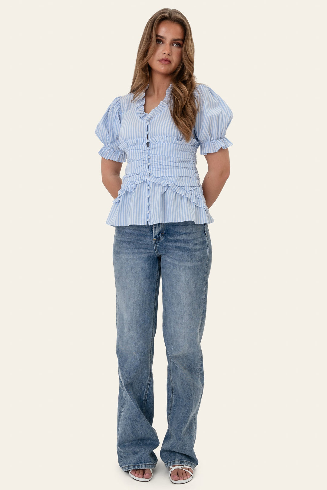 Ariel Blouse Blue White Stripes | Skjorter og bluser | Smuk