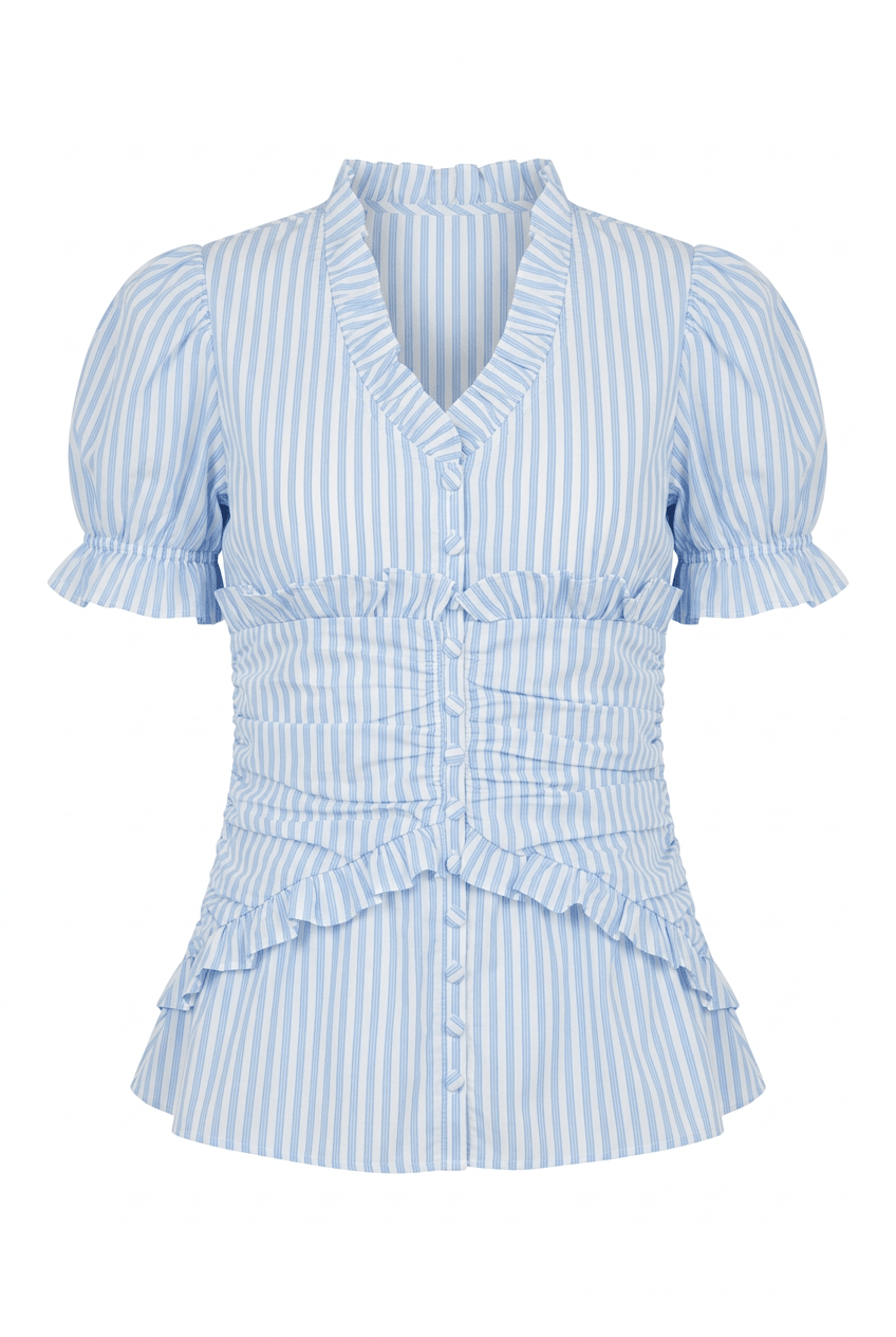Ariel Blouse Blue White Stripes | Skjorter og bluser | Smuk