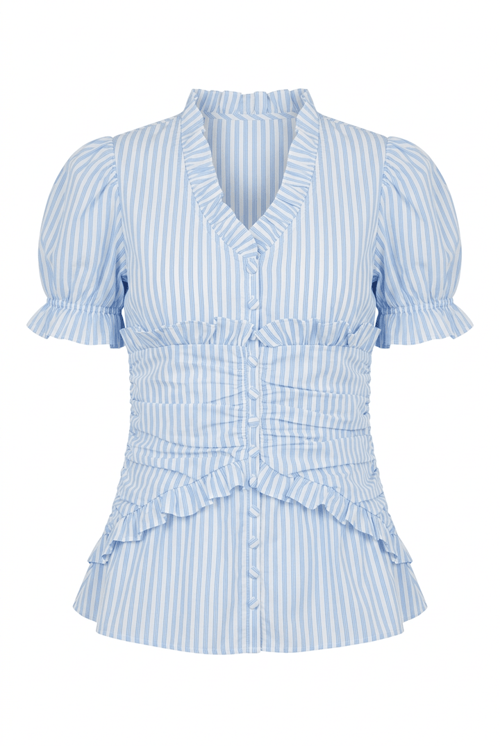 Ariel Blouse Blue White Stripes | Skjorter og bluser | Smuk