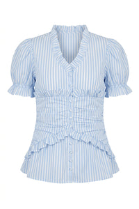 Ariel Blouse Blue White Stripes
