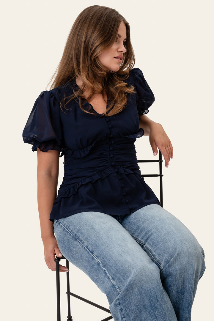Ariel Blouse Navy | Skjorter og bluser | Smuk