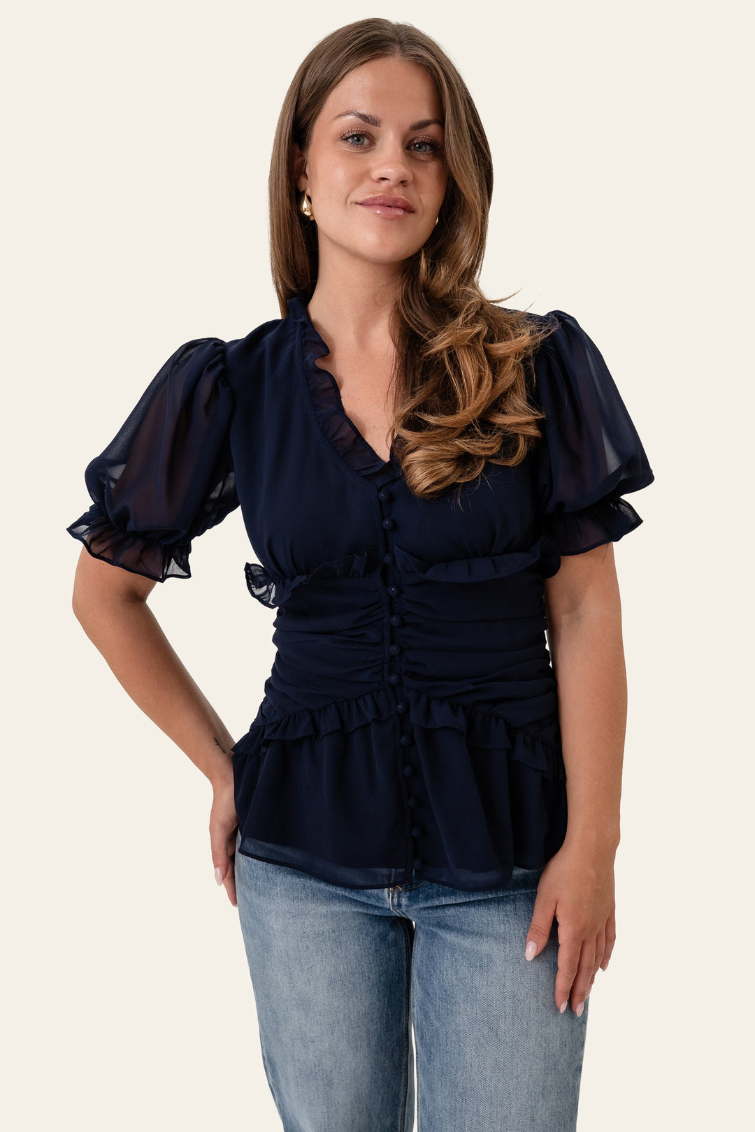 Ariel Blouse Navy | Skjorter og bluser | Smuk