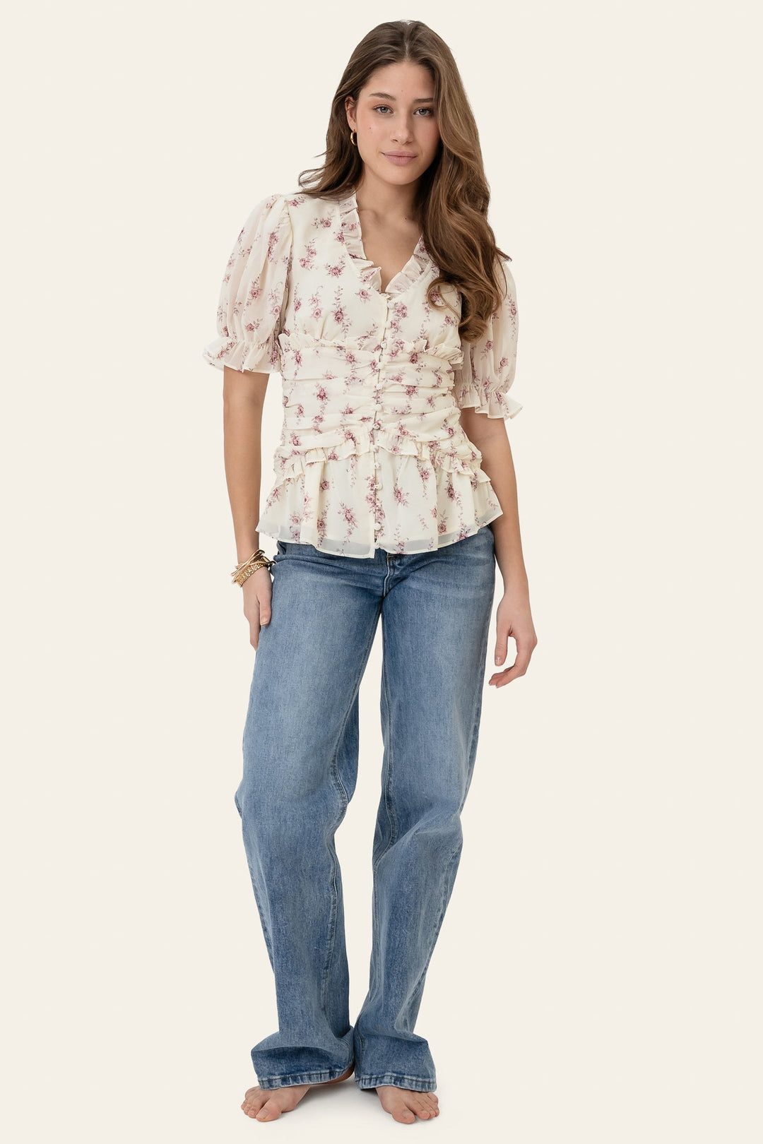 Ariel Blouse Off White Vintage Rose | Skjorter og bluser | Smuk
