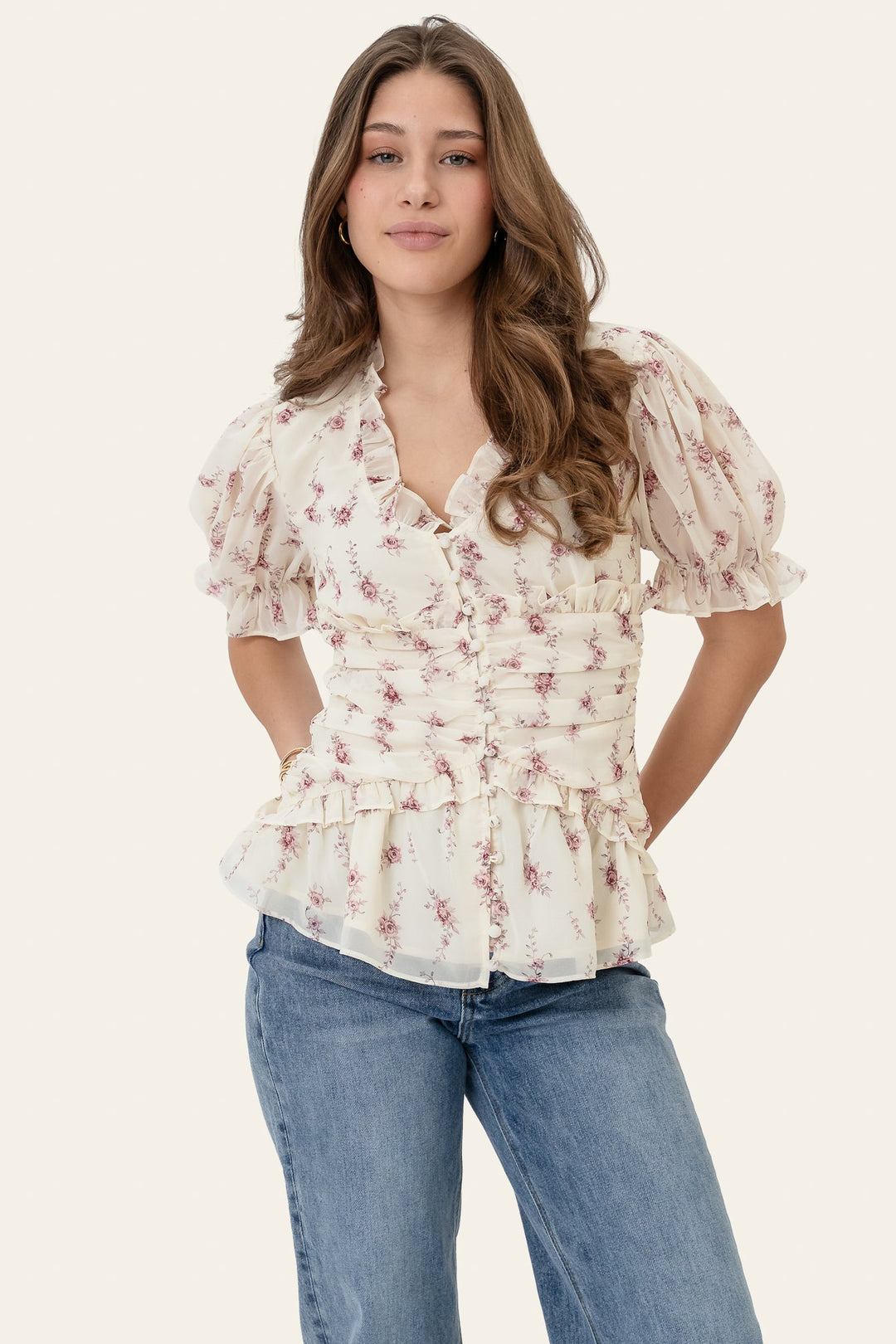 Ariel Blouse Off White Vintage Rose | Skjorter og bluser | Smuk
