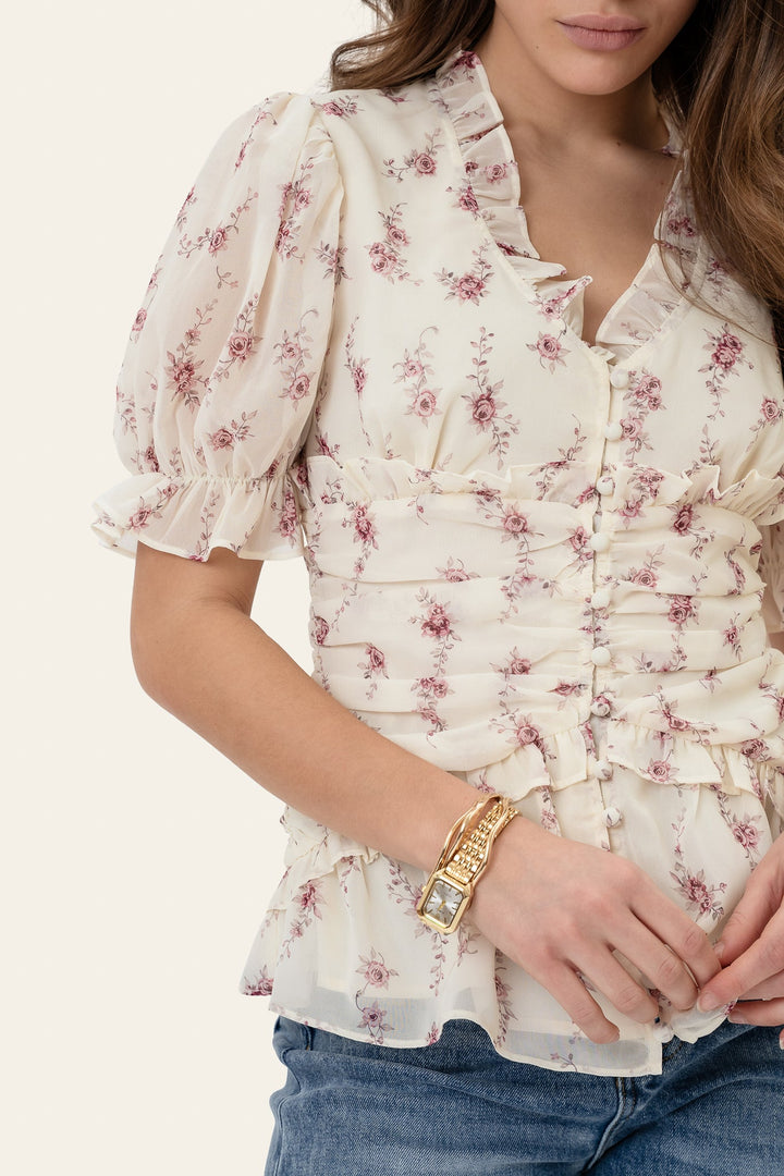 Ariel Blouse Off White Vintage Rose | Skjorter og bluser | Smuk