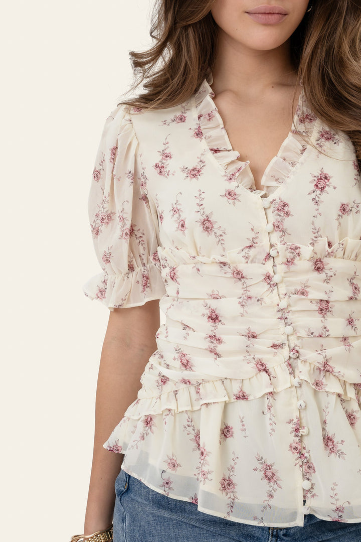 Ariel Blouse Off White Vintage Rose | Skjorter og bluser | Smuk