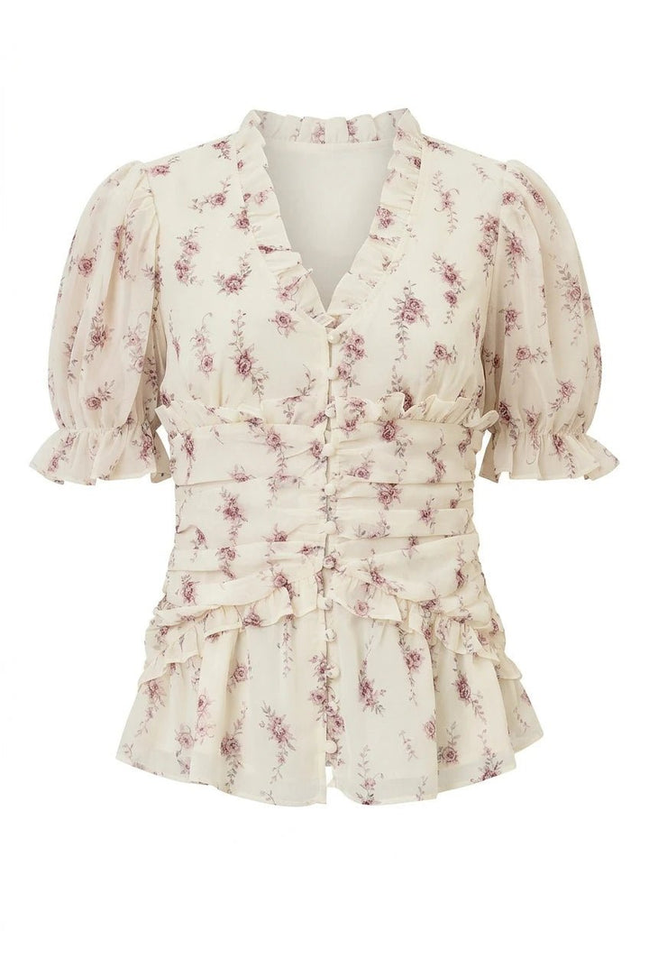 Ariel Blouse Off White Vintage Rose | Skjorter og bluser | Smuk