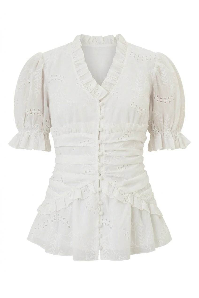 Ariel Blouse White Embroidery | Skjorter og bluser | Smuk