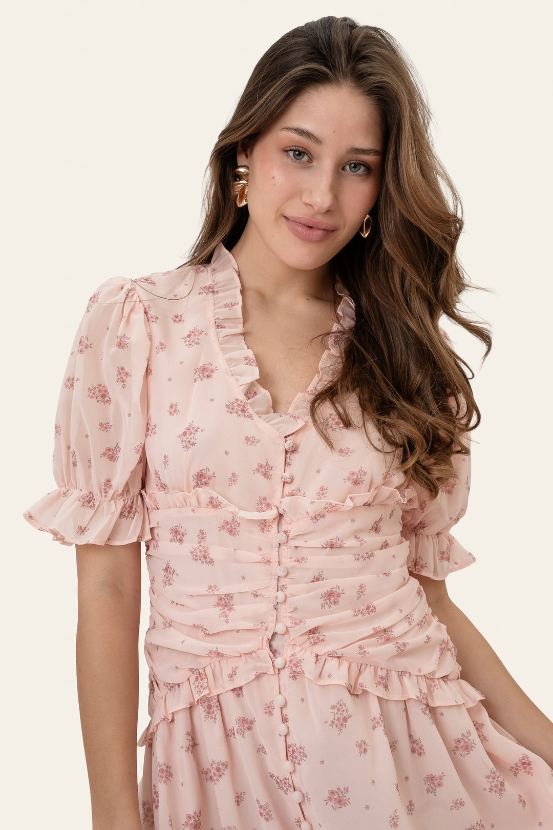 Ariel Dress Pink Flower Print | Kjoler | Smuk