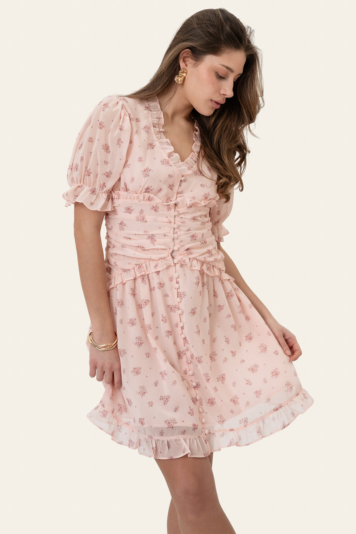 Ariel Dress Pink Flower Print | Kjoler | Smuk