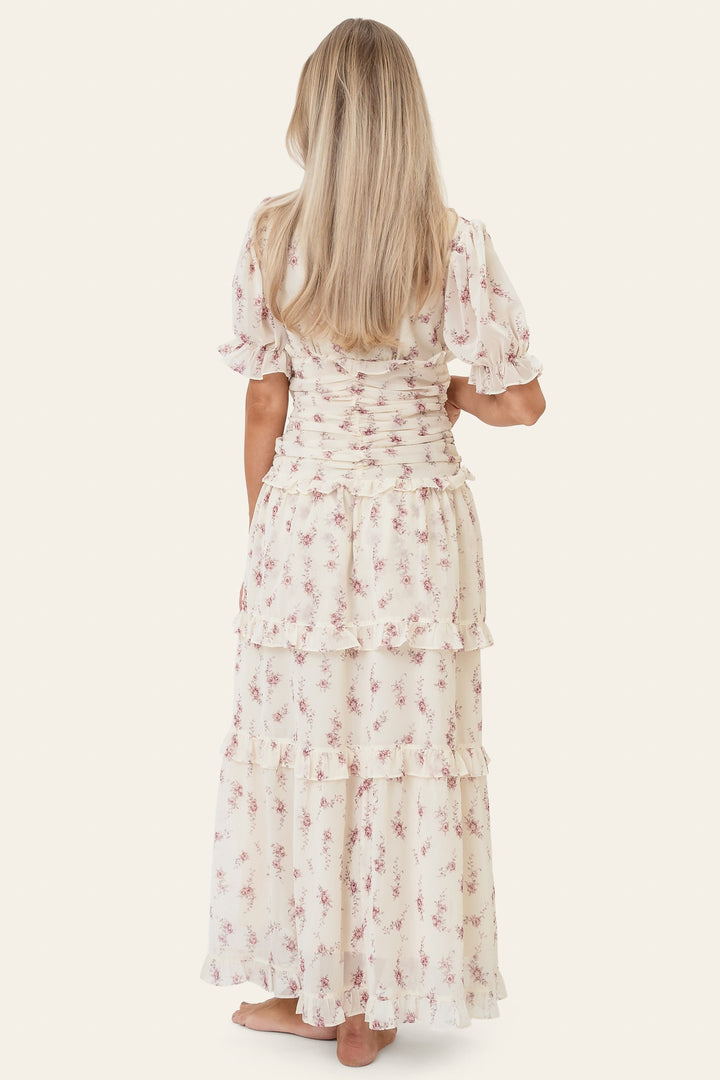 Ariel Long Dress Off White Vintage Rose | Kjoler | Smuk