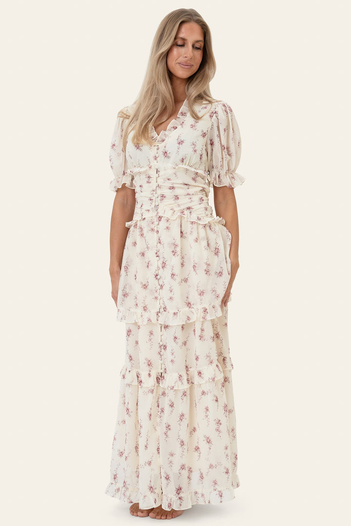 Ariel Long Dress Off White Vintage Rose | Kjoler | Smuk