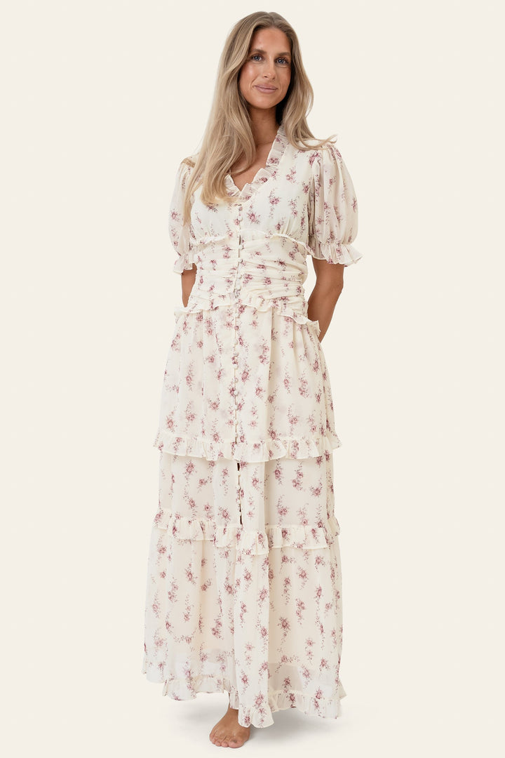 Ariel Long Dress Off White Vintage Rose | Kjoler | Smuk