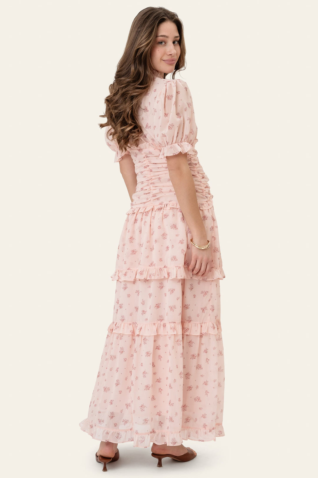 Ariel Long Dress Pink Flower Print | Kjoler | Smuk