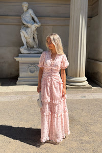 Ariel Long Dress Pink Flower Print