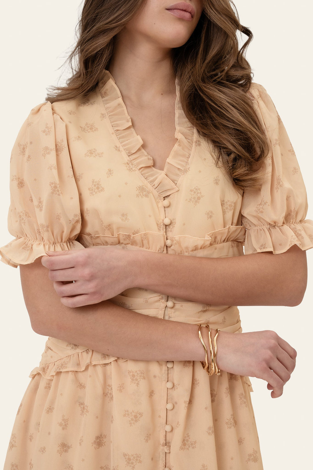 Ariel Long Dress Yellow Flower Print | Kjoler | Smuk