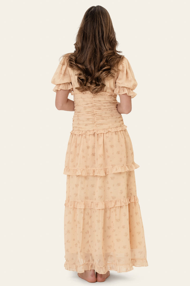 Ariel Long Dress Yellow Flower Print | Kjoler | Smuk