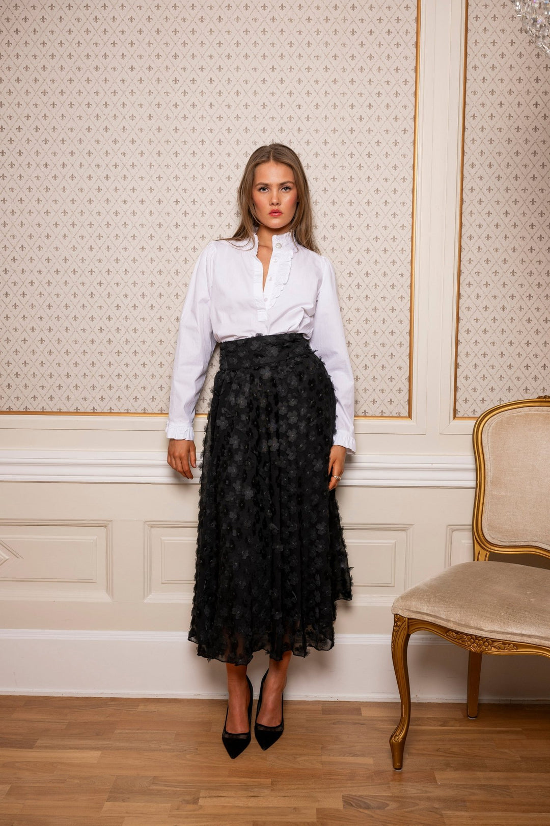Astrid Skirt Black Applique | Skjørt | Smuk - Dameklær på nett