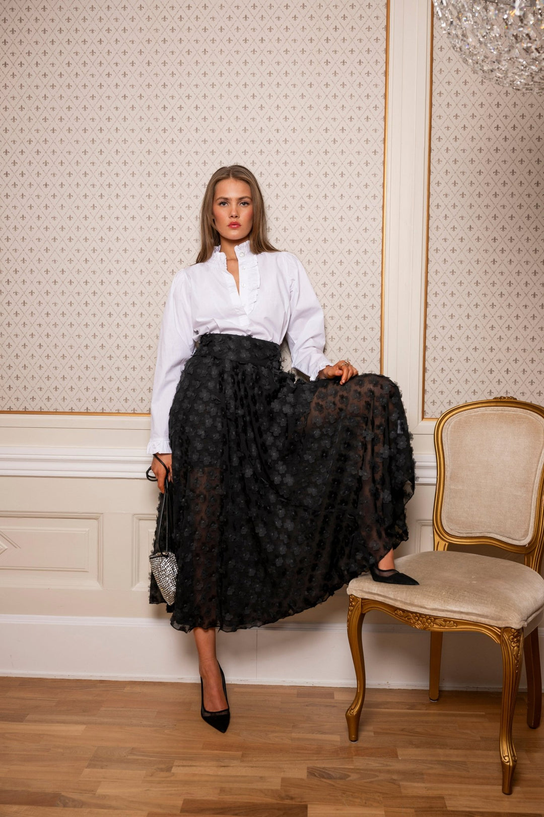 Astrid Skirt Black Applique | Skjørt | Smuk - Dameklær på nett