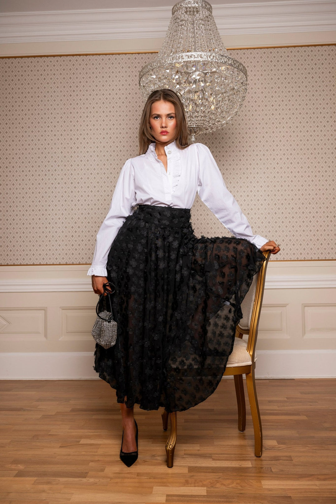 Astrid Skirt Black Applique | Skjørt | Smuk - Dameklær på nett