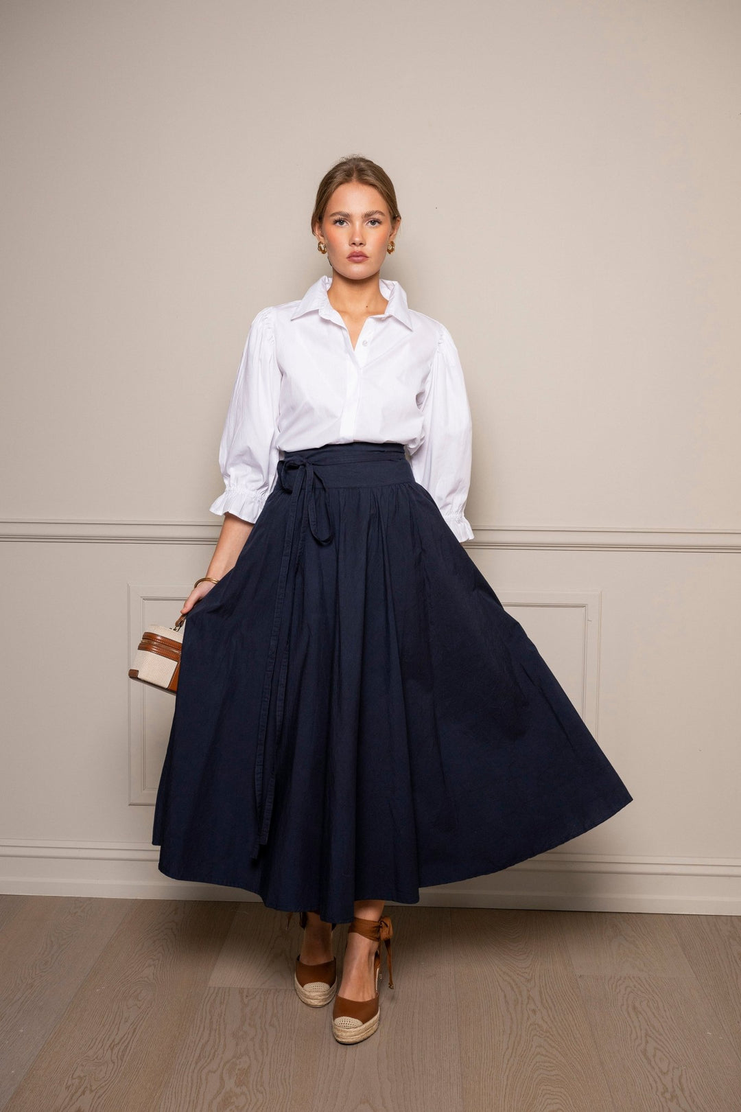 Astrid Skirt Marine Poplin | Skjørt | Smuk - Dameklær på nett