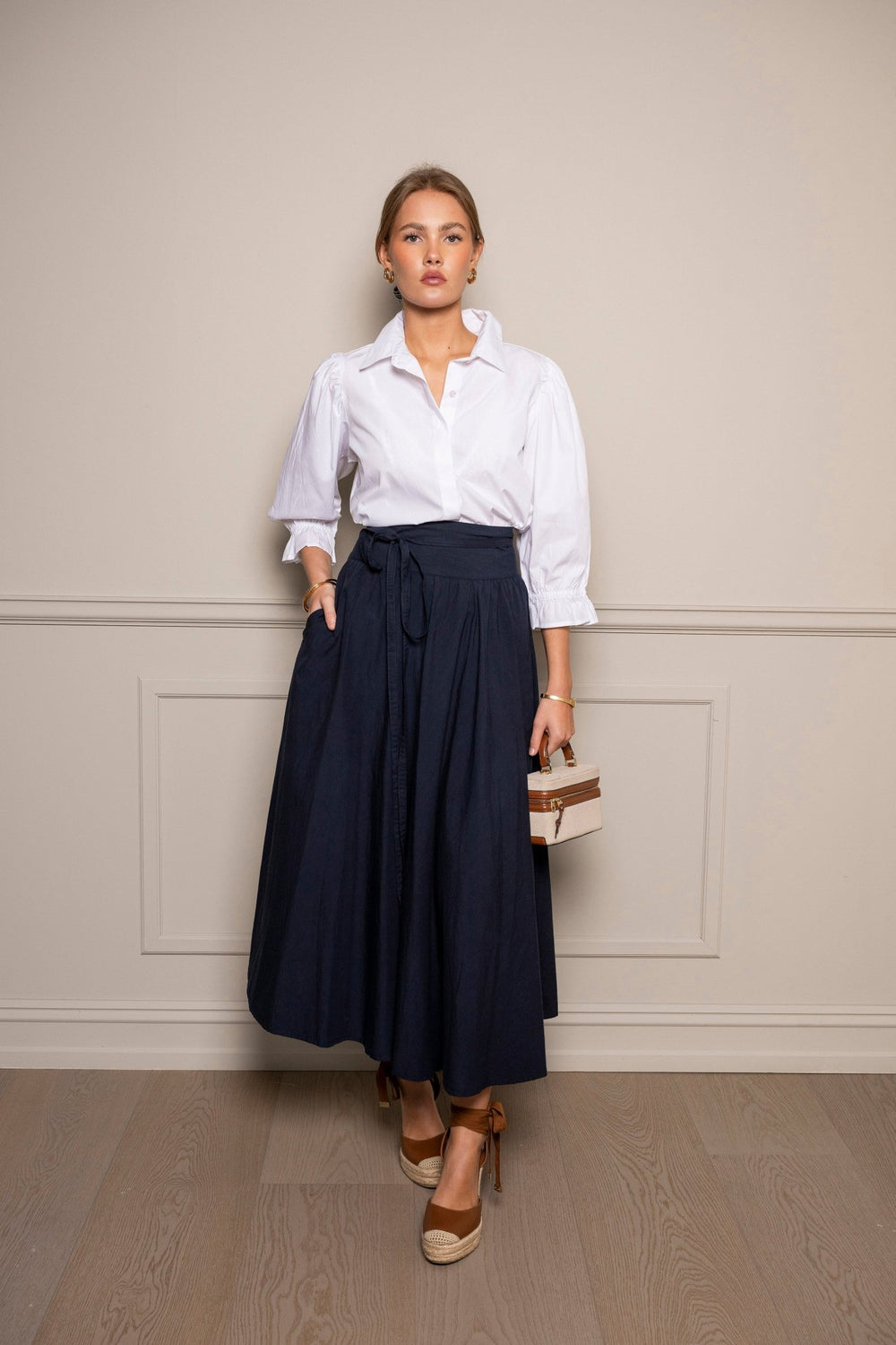 Astrid Skirt Marine Poplin | Skjørt | Smuk - Dameklær på nett