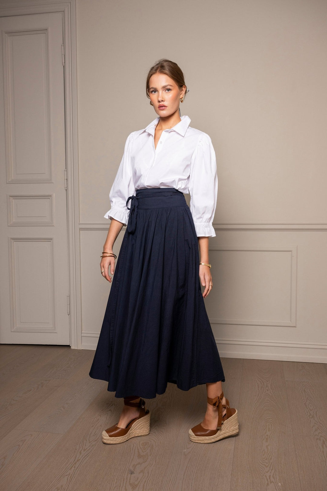 Astrid Skirt Marine Poplin | Skjørt | Smuk - Dameklær på nett