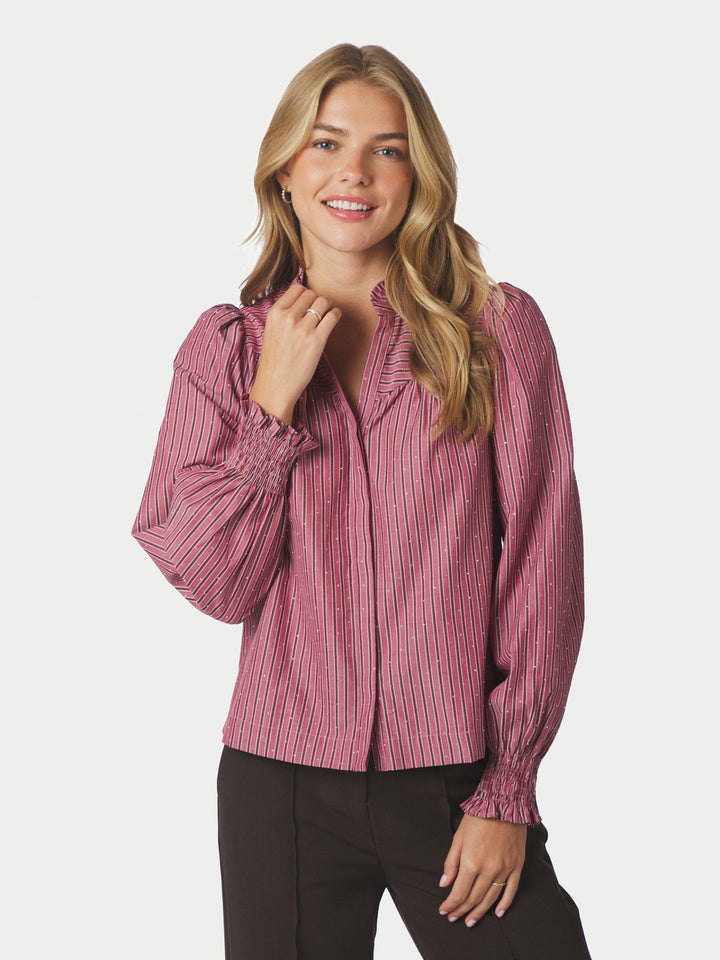 Astrida Soft Stripe Stone Blouse Dark Rose | Skjorter og bluser | Smuk