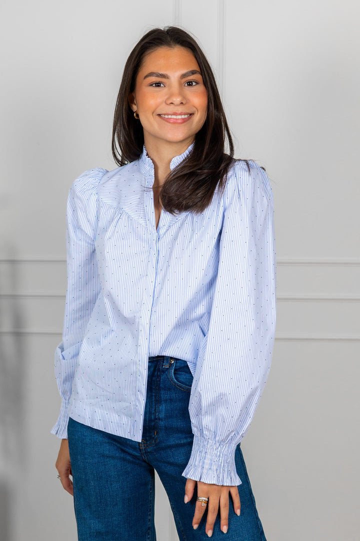 Astrida Stripe Stone Blouse Light Blue | Skjorter og bluser | Smuk