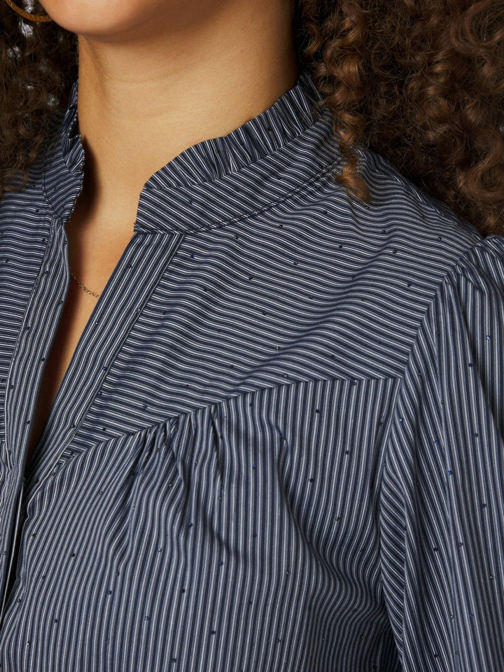 Astrida Stripe Stone Blouse Navy | Skjorter og bluser | Smuk