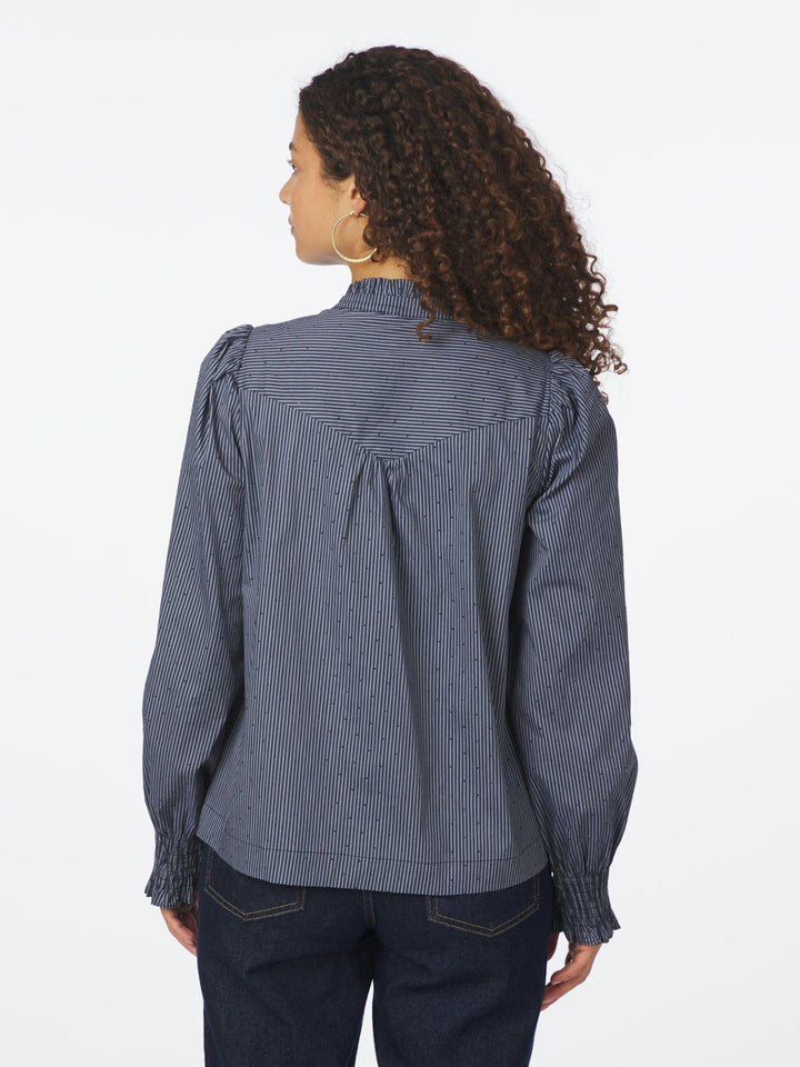 Astrida Stripe Stone Blouse Navy | Skjorter og bluser | Smuk