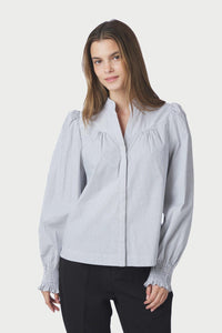 Astrida Stripe Stone Blouse White