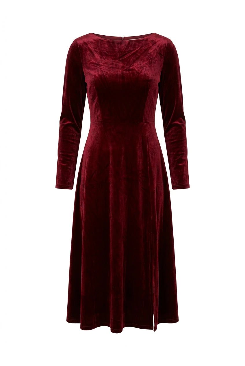 Attentiff Midi Velour Dress Bordeaux | Kjoler | Smuk